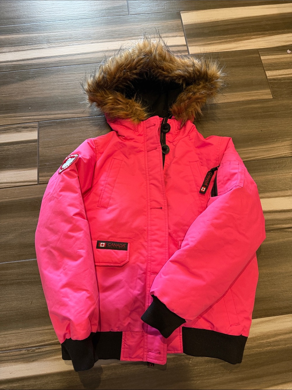 Canada Gear Kids' Bright Pink Faux-Fur Hooded Puffer Jacket
